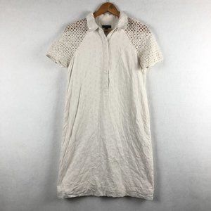 J. Crew Women's Size 6 White Eyelet Embroidered 100% Cotton Mini Shirtdress